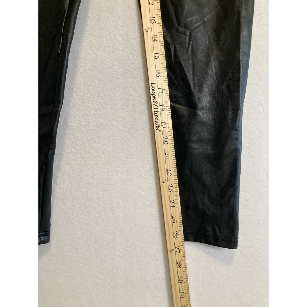 Edgy Scoop Women Size M Black Faux Leather High Rise Skinny Leggings SS-393 - Picture 5 of 8